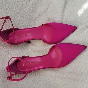 Fuschia pink strap heels